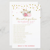 Roze en gouden Herfst Birthday Game, pompoen (Voorkant / Achterkant)