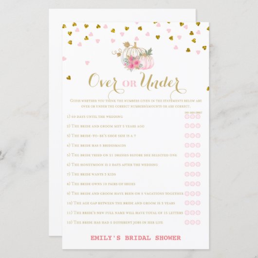 Roze en gouden Herfst Vrijgezellenfeest, pompoen (Voorkant / Achterkant)