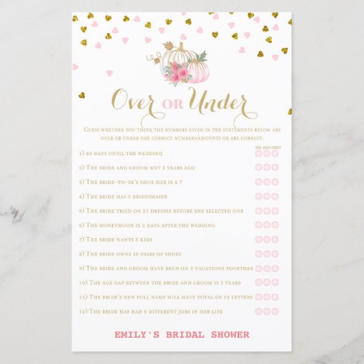 Roze en gouden Herfst Vrijgezellenfeest, pompoen (Voorkant)