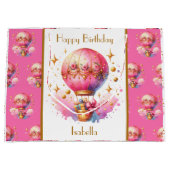 roze en gouden heteluchtballonnen gepersonaliseer groot cadeauzakje (Voorkant)