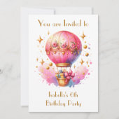  roze en gouden heteluchtballonnen Verjaardag Kaart (Voorkant)