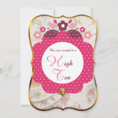 Roze en gouden hoge thee kaart (Voorkant)