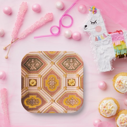 Roze en gouden Hongaarse architectuur Papieren Bordje (Feest)