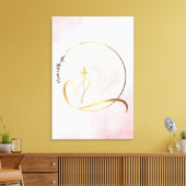 Roze en gouden I am Stretted Canvas Print (Insitu (Woonkamer))