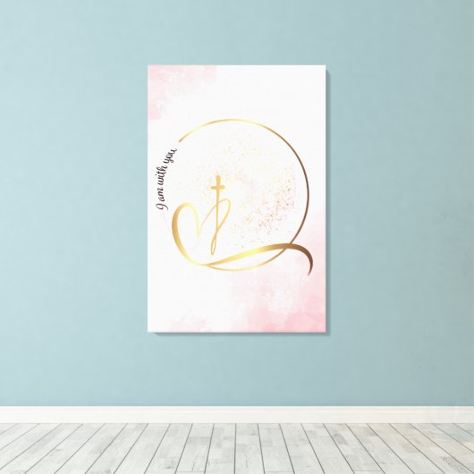 Roze en gouden I am Stretted Canvas Print (Insitu (Houten vloer))