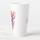  Roze en Gouden Ice Cream Cone Gepersonaliseerd Latte Mok (Voorkant)