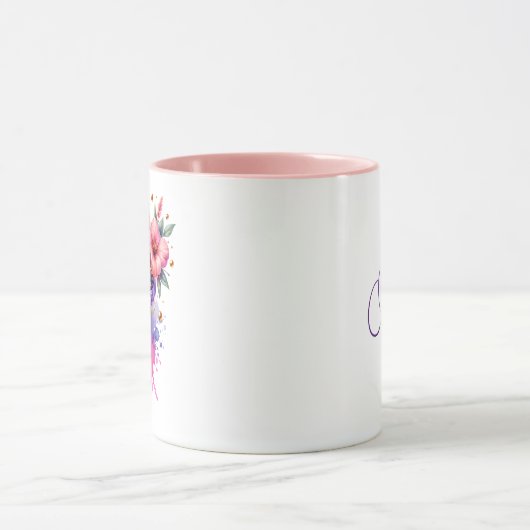  Roze en Gouden Ice Cream Cone Gepersonaliseerd Mok (Midden)