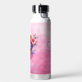 Roze en Gouden Ice Cream Cone Gepersonaliseerd Waterfles (Links)