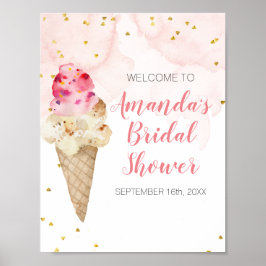 Roze en Gouden Ijs Bridal Shower Poster