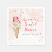 Roze en Gouden Ijs Bridal Shower Servet (Voorkant)