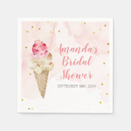 Roze en Gouden Ijs Bridal Shower Servet