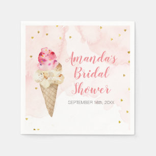 Roze en Gouden Ijs Bridal Shower Servet