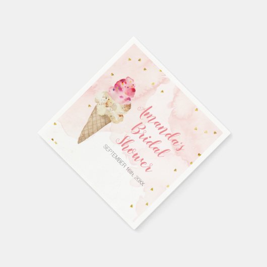 Roze en Gouden Ijs Bridal Shower Servet (Hoek)