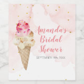 Roze en Gouden Ijs Bridal Shower Wijn Etiket (Enkel label)