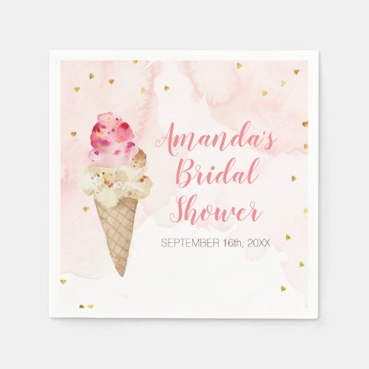 Roze en gouden ijs bride shower servet (Voorkant)