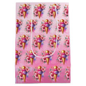 Roze en gouden ijs Gouden Verjaardag Medium Cadeauzakje (Achterkant)