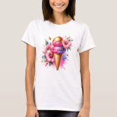  roze en gouden ijsco bloemig t-shirt (Voorkant)