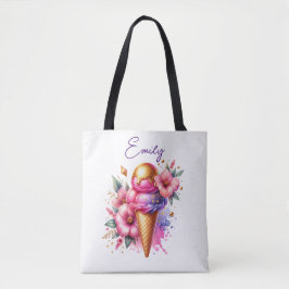  roze en gouden ijsco bloemig tote bag