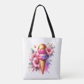  roze en gouden ijsco bloemig tote bag (Achterkant)