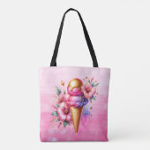 roze en gouden ijsco bloemig tote bag (Achterkant)