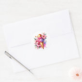 roze en gouden ijsco Verjaardag Ronde Sticker (Envelop)