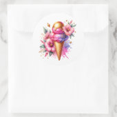 roze en gouden ijsco Verjaardag Ronde Sticker (Tas)