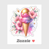 roze en gouden ijsco Verjaardag Sticker (Vel)