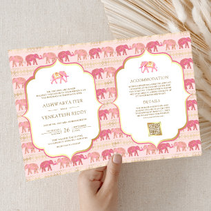 Roze en Gouden Indiase Olifant All-in-One Trouwfee