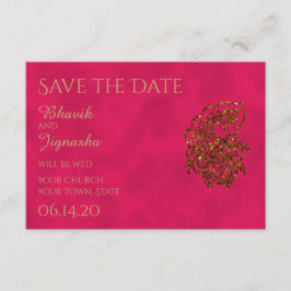 Roze en Gouden Indische Bruiloft Save the Date