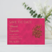 Roze en Gouden Indische Bruiloft Save the Date (Staand voorkant)