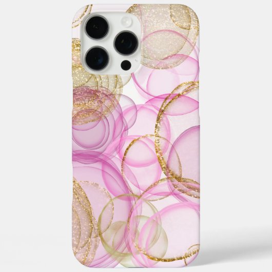 Roze en gouden inkt cirkel patroon Case-Mate iPhone case (Achterkant)