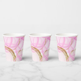 Roze en gouden inkt cirkel patroon papieren bekers