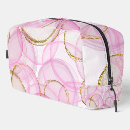 Roze en gouden inkt cirkel patroon toilettasje