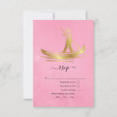 Roze en gouden Italiaanse gondel RSVP Kaartje (Voorkant)