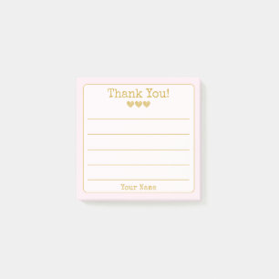 Roze en gouden Jouw naam en hartelijke dank Post-it® Notes
