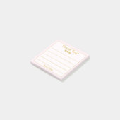 Roze en gouden Jouw naam en hartelijke dank Post-it® Notes (Schuin)