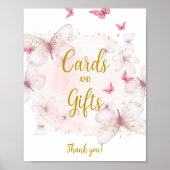 Roze en gouden Kaart en cadeaubonetjes Poster (Voorkant)
