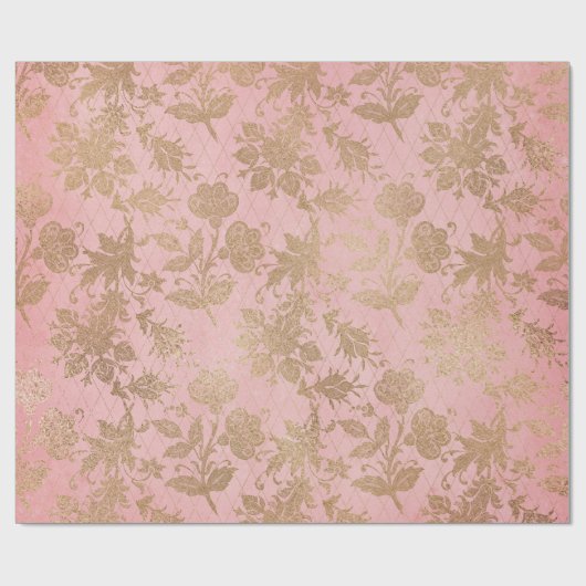 Roze en gouden kant cadeaupapier (Vlak)