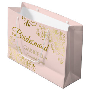 Roze en gouden kant Elegante bruidsmeisje Groot Cadeauzakje