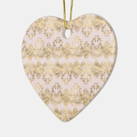 Roze en Gouden Kant Keramisch Ornament (Links)