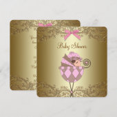 Roze en gouden kant meisje Baby shower Kaart (Voorkant / Achterkant)