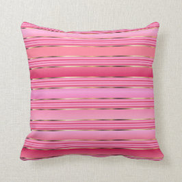 Roze en gouden katoenhoudende Snoepjes Roze strips Kussen