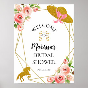 Roze en Gouden Kentucky Derby Welkomstbord Poster
