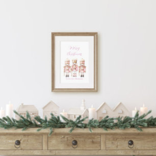 Roze en Gouden Kerst Notenkraker Poster