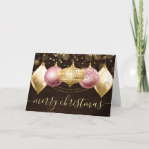 Roze en gouden kerstballen ornamenten