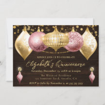 Roze en Gouden Kerstballen Quinceanera