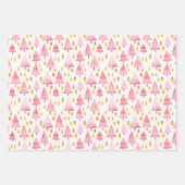 Roze en gouden kerstbomen inpakpapier vel (Voorkant 3)