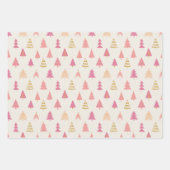 Roze en gouden kerstbomen inpakpapier vel (Voorkant)