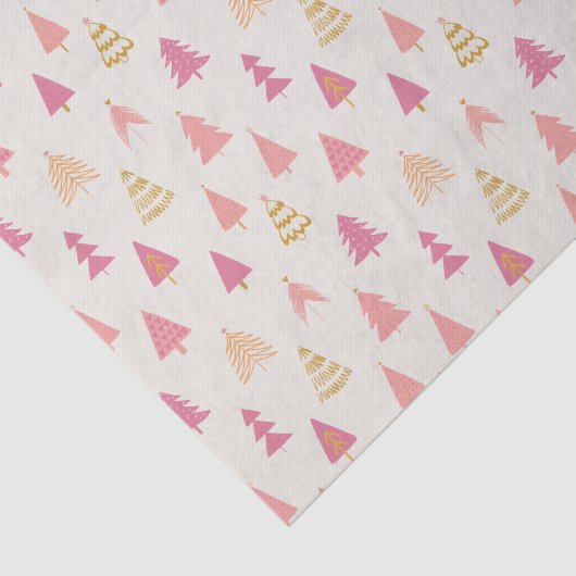 Roze en gouden kerstbomen tissuepapier (Detail)