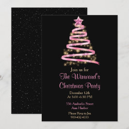 Roze en gouden kerstboom kaart